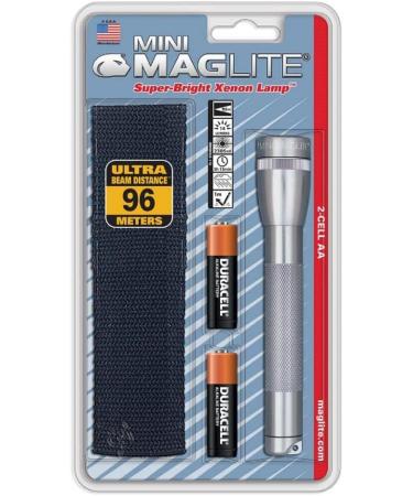 Maglite Mini Incandescent 2-Cell AA Flashlight with Holster - Gray | International Shipping Available - Buy Online on GoSupps.com