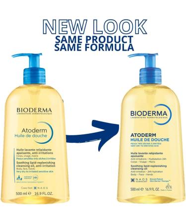 BIODERMA Atoderm Huile de douche - Nettoyant apaisant et anti-irritations - Confort imm diat d s utilisation et 24 h d hydratation - Peaux sensibles tr s s ches irrit es - Flacon pompe 500 ml - Buy Online on GoSupps.com