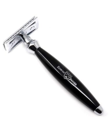 Edwin Jagger Bulbous DE Razor - Premium Black Safety & Double Edge Wet Shaving Razor for Men - Buy Online on GoSupps.com