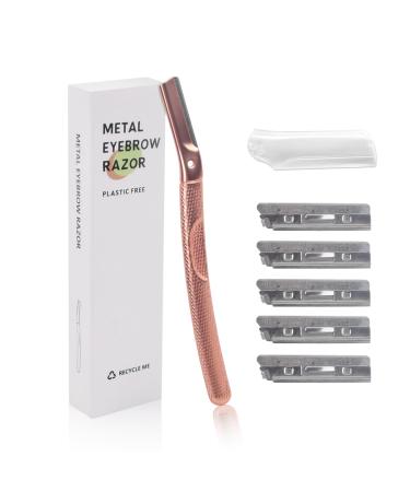 Ey brows shavers eyebrow razors for men and women stainless steel eyebrow trimmers dermaplaning tools reusable facial razors with 6 blades face razor woman (ros gold) - Buy Online on GoSupps.com