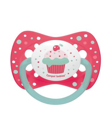 Canpol babies pacifier soothing silicone 6-18m symmetrical CUPCAK pink