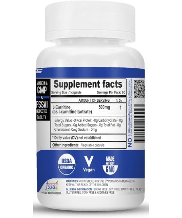 NutriJa L-Carnitine L-Tartrate 500mg Supplement | Converts Fat into Energy Boosts Energy & Performance | Supports weight Loss | Fastest Muscle Recovery & Reduces Soreness (120 Capsules) 120 count (Pack of 1) - Buy Online on GoSupps.com