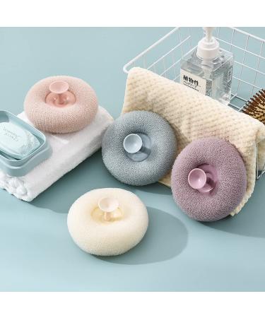 Cute 3Pcs Suction Cup Scrub Sponge Balls Set - Pink Bathroom Body Cleaner Exfoliating Brush Puff for Shower Cleaning - Bath Ball Massage Artifact - Buy Online on GoSupps.com