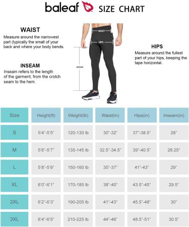 BALEAF Men's Winter Compression Pants - Long Water-Repellent Thermal Running Tights with Zipper Pocket | Black Sports Pants for Cold Weather - Buy Online on GoSupps.com