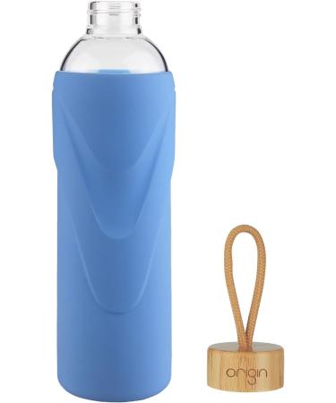Origin BPA-Free Glass Water Bottle - Baby Blue 14 oz - Dishwasher Safe - Buy Online on GoSupps.com