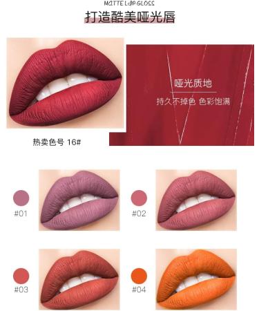 INTEROOKIE 21 Colors Matte Liquid Lipstick Lip Gloss Stain Resistant Non-Fade Lip Icing (16#) - Buy Online on GoSupps.com