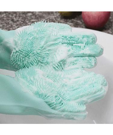 Silicone Dishwashing Gloves Reusable Wash Scrubber Cleaning Tool Magic Gloves for Washing Car Household Kitchen Accessories Purple - Buy Online on GoSupps.com