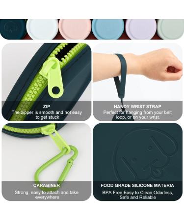 Portable Silicone Dog Training Treat Bags - 2 Pack Easy to Clean Odorless Zip Design Dark Green & White - Buy Online on GoSupps.com