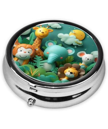 Cartoon Animal Jungle Portable Metal Pill Box - Mini 3-Compartment Travel Organizer for Small Pills - Hinged Design - Ideal for Travel Black - Buy Online on GoSupps.com
