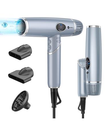 Ions F hn 2000W hair dryer slopehill quick drying hair dryer brushless engine light/little noise/magnetic diffuser/extra long cable/LCD display for home salon and travel (blue) - Buy Online on GoSupps.com