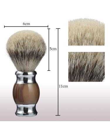 Je&Co Silvertip Badger Hair Shaving Brush - Handmade with Fine Resin Handle and Stainless Steel Base (Brown) - Buy Online on GoSupps.com