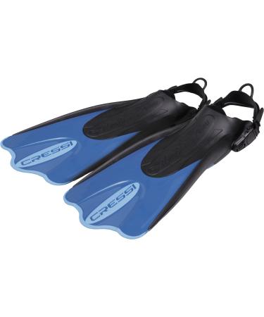 Cressi Adult Short Adjustable Fins - Snorkeling Versatile Open Heel To Use Also Barefoot - Palau SAF: Made In Italy Blue/Azure L/XL | US Man 11/13 | US Lady 12/14 | EU 44/47