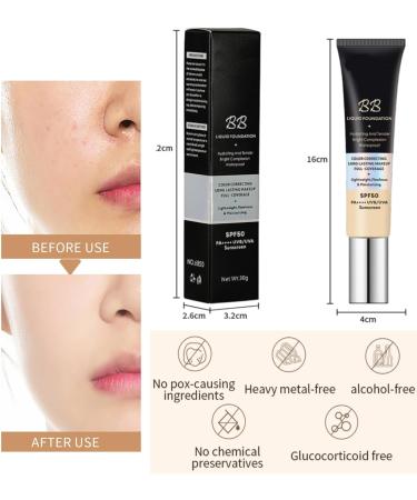 CC Cream Full Coverage Foundation with SPF 50+ Colour Correcting Full Coverage Foundation Concealer Foundation Makeup Flawless Cream Lightweight Concealer Long Lasting 24HR Waterproof Natural Color 30 g (Pack of 1) Natural-A - Buy Online on GoSupps.com