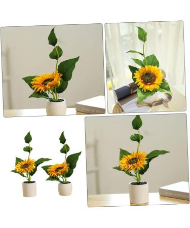 Zerodeko 2pcs Potted Sunflower Artificial Plants Indoor Greenery Houseplants Artificial Sunflower in Pots Fake Bonsai Plants Faux Sunflower Potted Ceramics Ornaments - Buy Online on GoSupps.com