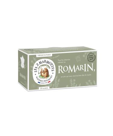 LES 2 MARMOTTES Les 2 Marmottes - Organic Rosemary Infusion 30 Bags - Mediterranean Flavors - Well-being and Relaxation - Range for the Pleasure of the Taste Buds - Made in France - No Added Flavors - 45g
