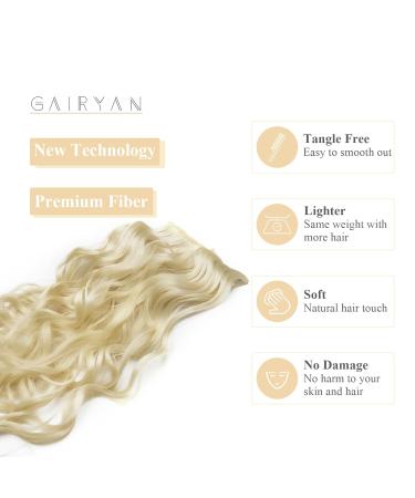 Gairyan 50cm Clip-In Synthetic Hair Extensions - Curly Wavy Bleach Blonde 7 Parts for Women - Buy Online on GoSupps.com