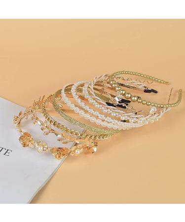 10 PCS Gold Metal Rhinestone Pearl Headbands - Wedding Bridal Hair Accessories - Buy Online on GoSupps.com