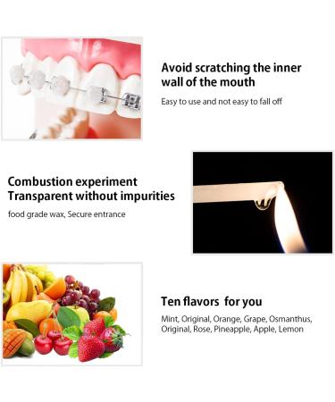 10 Pieces Orthodontic Wax for Braces - 50 Strips Dental Wax with 10 Flavors for Pain Relief & Irritation - Buy Online on GoSupps.com