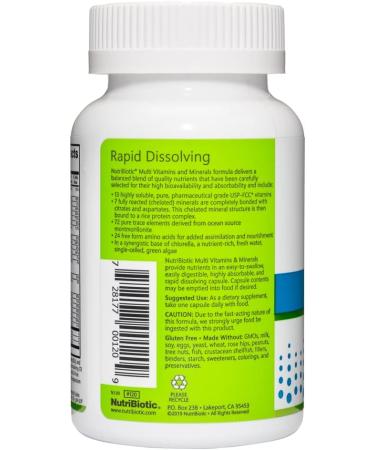 NutriBiotic Multi Vitamins & Minerals 90 Ct Capsules - 72 Trace Elements - Pharmaceutical-Grade & Gluten Free - Buy Online on GoSupps.com