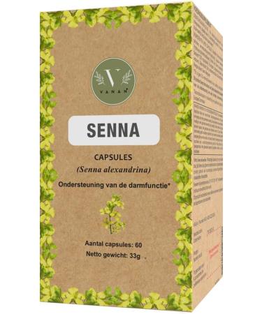 Vanan Senna Supplements (60 Capsules) | 140mg | 100% Pure Senna Extract | Natural Solution Against Constipation and Promotes Digestion | - Buy Online on GoSupps.com