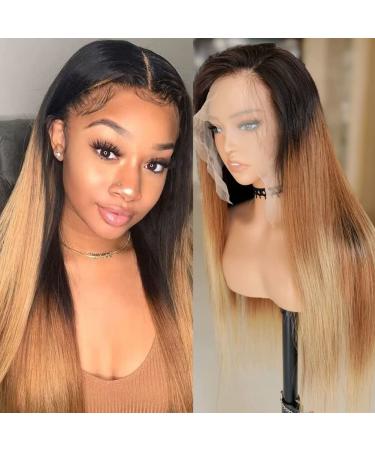 13x6 Ombre Lace Front Wig Human Hair  OT4/30/27 Honey Blonde Straight Lace Front Wigs Human Hair 180 Density  12A Highlight HD Lace Frontal Wigs Human Hair Pre Plucked with Baby Hair Colored (20INCH) 20 Inch 13X6 Ombre L...