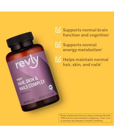 Revly Vegan Hair Skin & Nails Complex with Biotin 2000mcg - 90 Capsules - 3 Month Supply - Buy Online on GoSupps.com