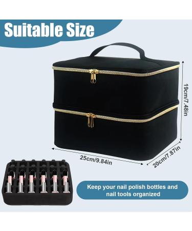 Movstriker Nail Polish Organiser Bag Double Layer Nail Varnish Storage Holds 30 Bottles and A Nail Lamp Traveling Nail Polish Storage Case Portable Nail Lipstick Beauty Tools Box(Black) - Buy Online on GoSupps.com