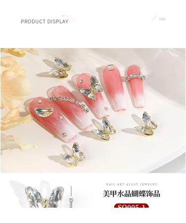 FEIlei 5 Nail Art Charms Glass Nail Rhinestones Alloy Butterfly-Nail Crystals Diamonds - Buy Online on GoSupps.com