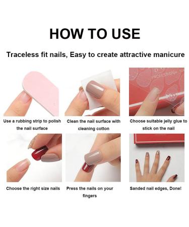 Pink Press-On Nails | Short Square Fake Nails | White French Tip Full Cover | Glossy Nude Pink | 24 Pcs for Women & Girls - Buy Online on GoSupps.com