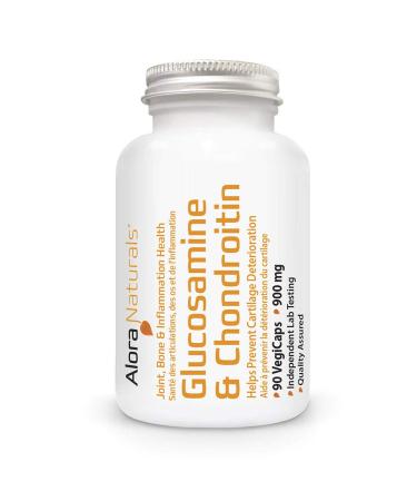 Alora Naturals - Glucosamine and Chondroitin Supplement 900mg 90 VegiCaps - Inflammation Relief Joint Health and Bone Health Supplement - Combination of Glucosamine Sulfate and Chondroitin Sulfate