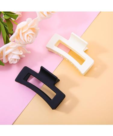 Buy Wllhyf Quadratical Claw Clips - 2 Pc 8.5 cm Matt Slip-Resistant Hair Clips for Women | Fashionable Hold for All Hair Types | White & Black - Buy Online on GoSupps.com