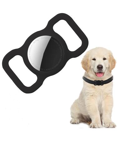 PKQtop protective cover compatible with Apple Airtag PET collar silicone protection case for airtails anti-wost locator protective cover compatible with airtag for dog collar school bag black