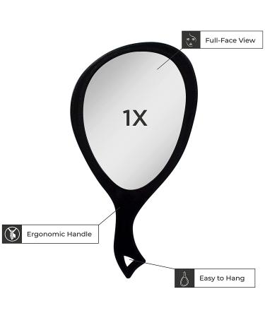 Zadro Large Hand Mirror with Handle - Salon Stylist's Big Handheld & Wall Mounted Black Onyx Mirror (19 x 10) - Buy Online on GoSupps.com