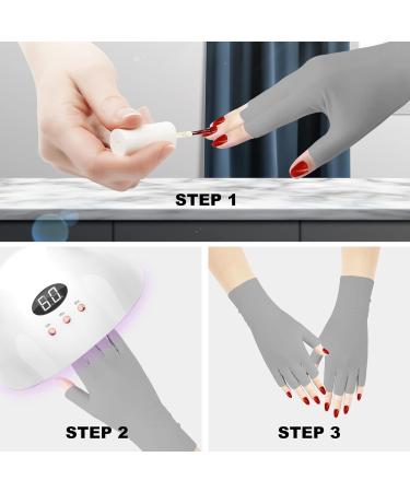 Arqumi UV Gloves for Gel Nails - 2 Pairs, Grey | UV Protection for Gel Manicures - Buy Online on GoSupps.com