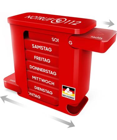 Kerpers 7-Day Pill Organizer | Made in Germany | 4-Compartment Medicine Box for Tablets & Supplements (2 Pack - White/Red) - Buy Online on GoSupps.com