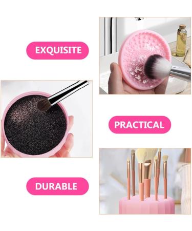 SOLUSTRE Makeup Brush Cleaner Silicon Makeup Brush Cleaning Tool Cosmetic Brush Cleaning Pad with Color Removal Sponge 2 in 1 Cleaner Box for Dry Brush Color - Buy Online on GoSupps.com