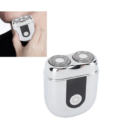 Mini Beard Trimmer Electric Beard Clipper Washable Rechargeable Beard Clipper IPX6 Waterproof for Dormitory Car Travel (Silver)