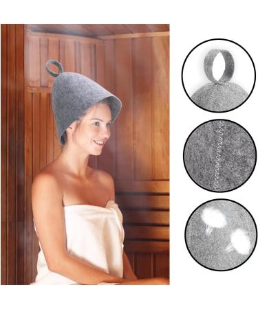 Buy Saunahut Filz Sauna Set - 3 Piece Gray Wool Felt Caps for Men & Women | Portable Heat-Resistant Sauna Hats - Buy Online on GoSupps.com