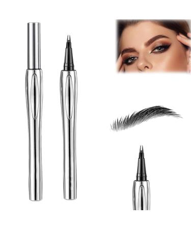 Cooklesa Eyebrow Long-Lasting Natural 3D Waterproof Microblading Eyebrow Pencil Cooklesa Upgraded Natural Waterproof Eyebrow Pen with Microfine Tip (Black-2pcs)