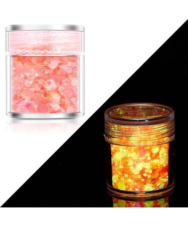 1 Box Fashion DIY Manicure Glow in the Dark Neon Sequins Hexagon Sequins Nail Art Glitter Luminous Nail Powder(12)