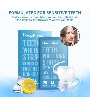 DeepKlean White Teeth Whitening Strips - Enamel Safe, Express 3-Day Results, 28 Strips for Sensitive Teeth, Peppermint Flavor - Buy Online on GoSupps.com