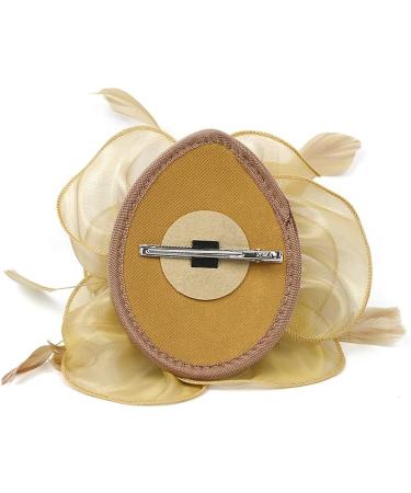 FRCOLOR Fascinator Feather Headband / Clip Party Wedding Royal Ascot Races Hair Accessories Headdress (Golden) - Buy Online on GoSupps.com