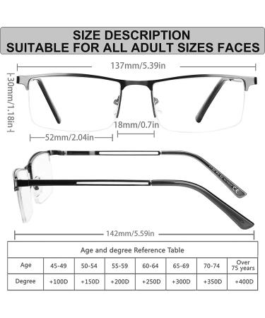 HUYAOPT 3-Pack Blue Light Blocking Reading Glasses - Metal Frame for Men and Women - Mixed Color 1.0 - 3pcs - Buy Online on GoSupps.com