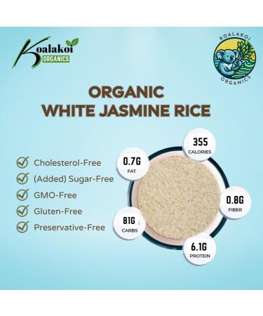 Koalakoi ORGANIC Certified White Jasmine Rice | Easy to cook soft texture sweet flavour fragant rice | Premium quality non-GMO Natural rice grain no Additives or Preservatives (1.8kg) - Buy Online on GoSupps.com