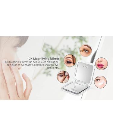 Snowflakes Compact Travel Magnifying Mirror - Double Sided 1x/15x Magnification - Handheld Portable for Travel and Purses (Silver) - Buy Online on GoSupps.com