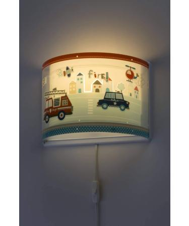 Dalber Children's Wall Lamp - Police Cars Design | Blue Wall Light for Kids' Rooms | Model 60618 E27 - Buy Online on GoSupps.com