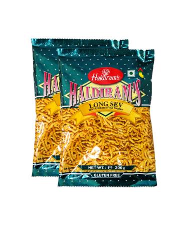Haldiram's Long Sev | 200g | Haldiram Namkeen | Indian Origin | Indian Snack (Pack of 2)