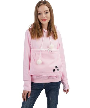 Kei Tomlison Unisex Big Pouch Hoodie | Fleece Pet Dog Carrier Sweatshirt - Pink, Medium - Buy Online on GoSupps.com
