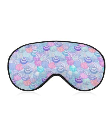 Watercolor Sea Shell Sleep Mask for Women Adjustable Sleeping Eye Shades Cover with Elastic Strap