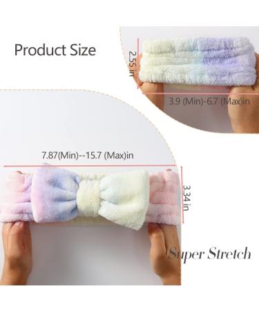 Gangel Fashion Tie Dye Makeup Headband and Wrist Bands Set - Soft Elastic Bow-Knot Spa Headband for Women - Microfiber Hair Wrap and Coral Fleece Skin Care Head Scarf - Buy Online on GoSupps.com